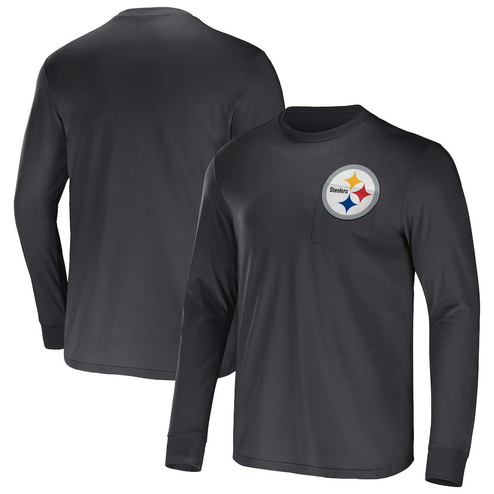 Pittsburgh Steelers NFL x Darius Rucker Collection Team Long Sleeve Pocket T-Shirt - Black for sale