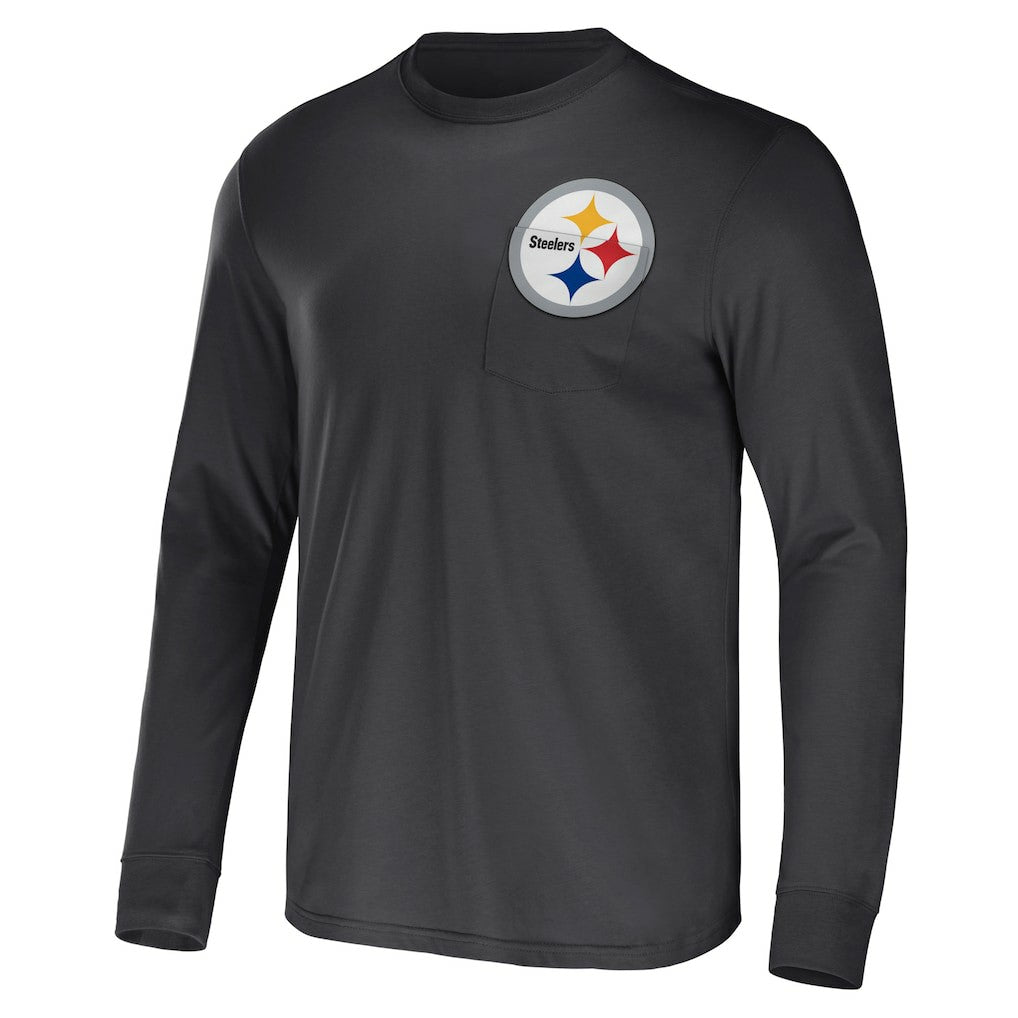 Pittsburgh Steelers NFL x Darius Rucker Collection Team Long Sleeve Pocket T-Shirt - Black for sale