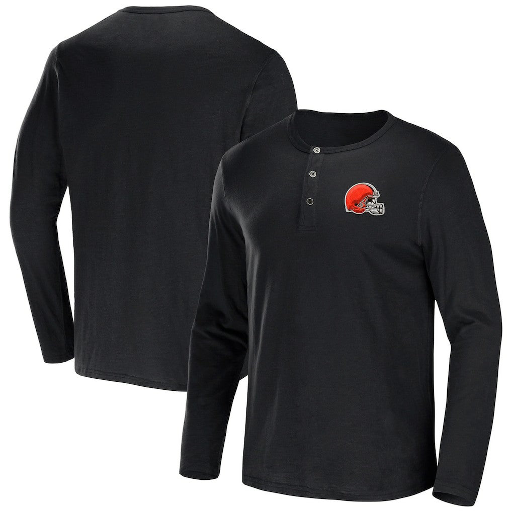 Cleveland Browns NFL x Darius Rucker Collection Slub Jersey Henley Long Sleeve T-Shirt - Black on sale