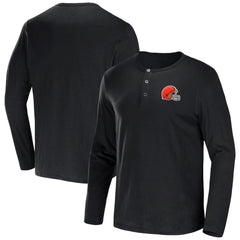 Cleveland Browns NFL x Darius Rucker Collection Slub Jersey Henley Long Sleeve T-Shirt - Black on sale