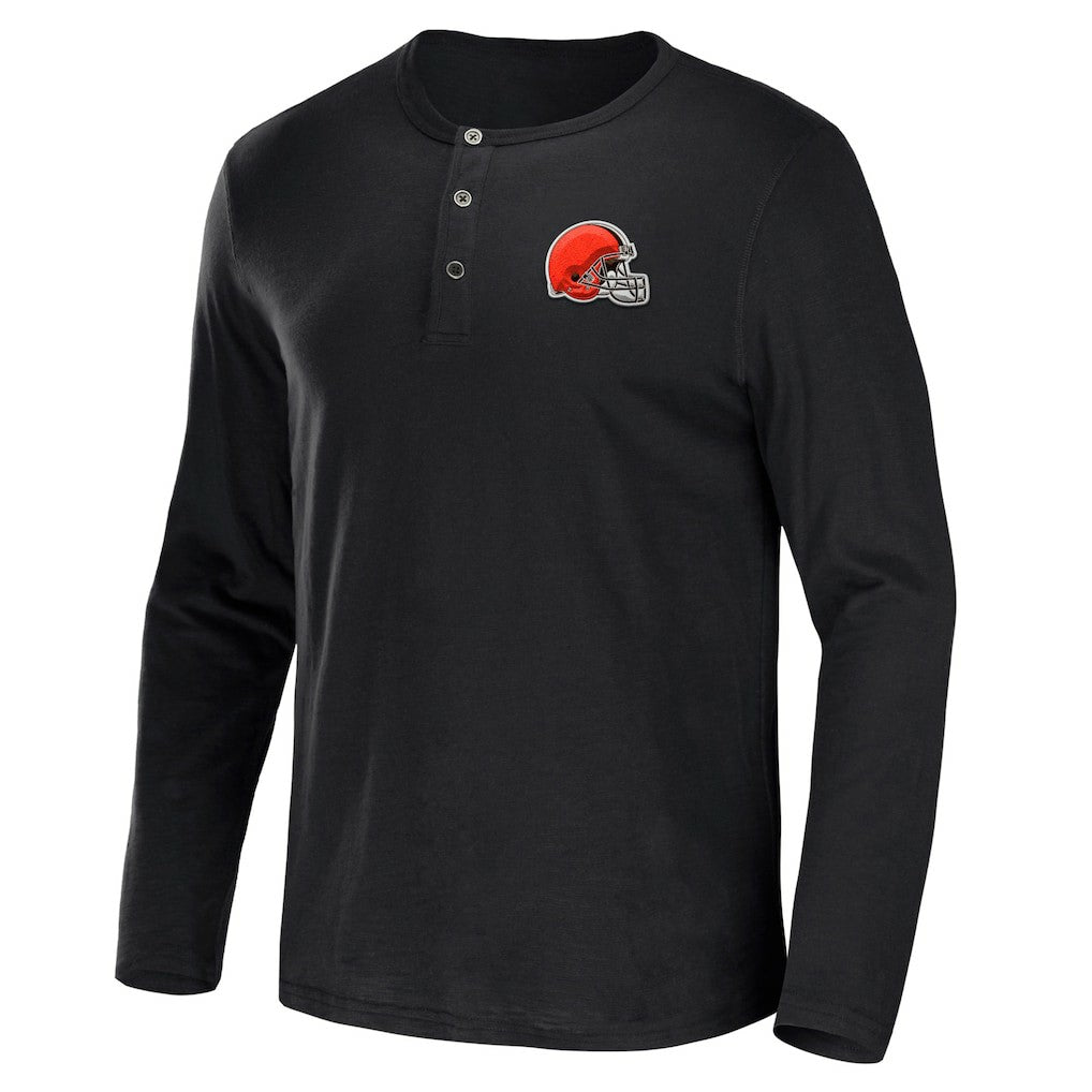 Cleveland Browns NFL x Darius Rucker Collection Slub Jersey Henley Long Sleeve T-Shirt - Black on sale