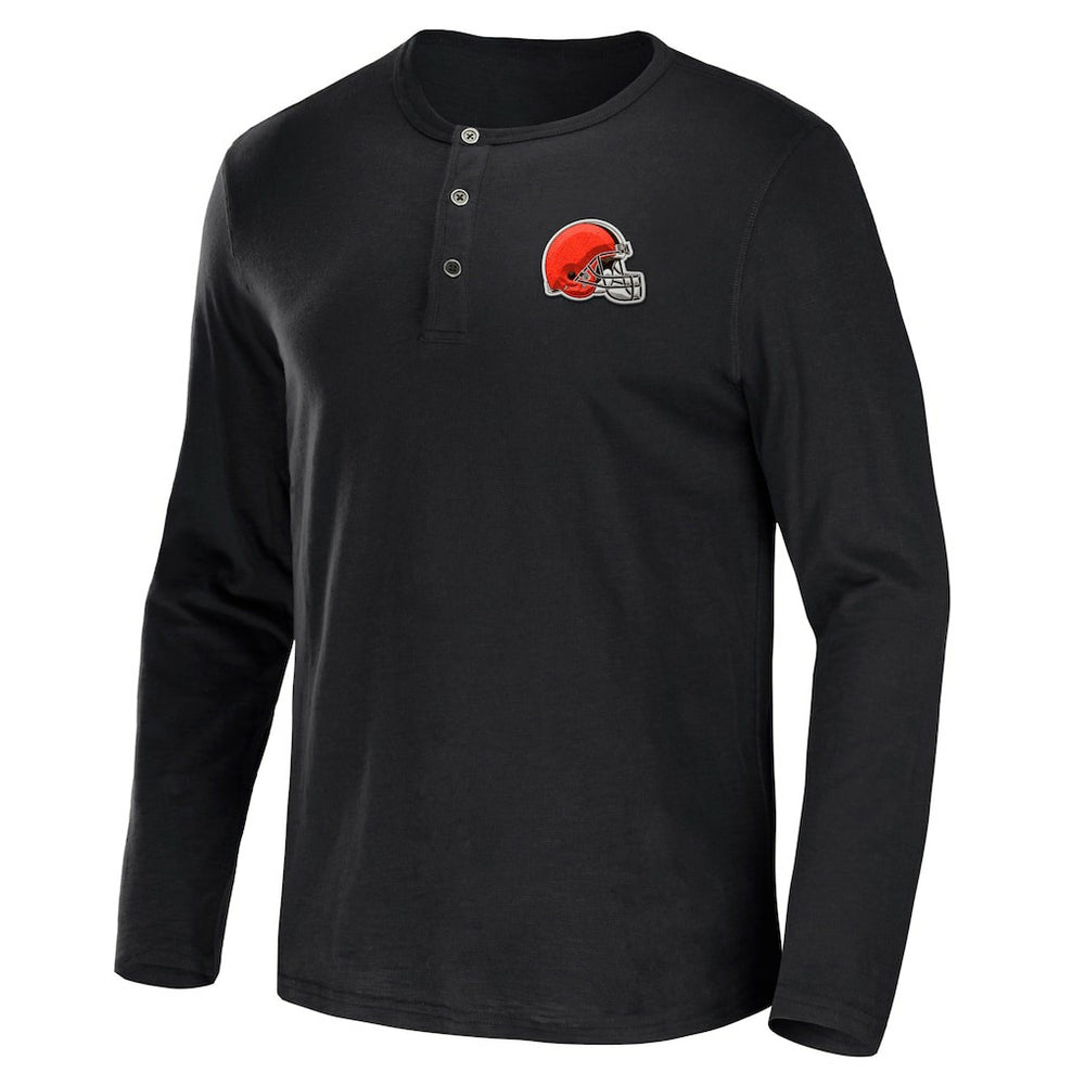 Cleveland Browns NFL x Darius Rucker Collection Slub Jersey Henley Long Sleeve T-Shirt - Black on sale