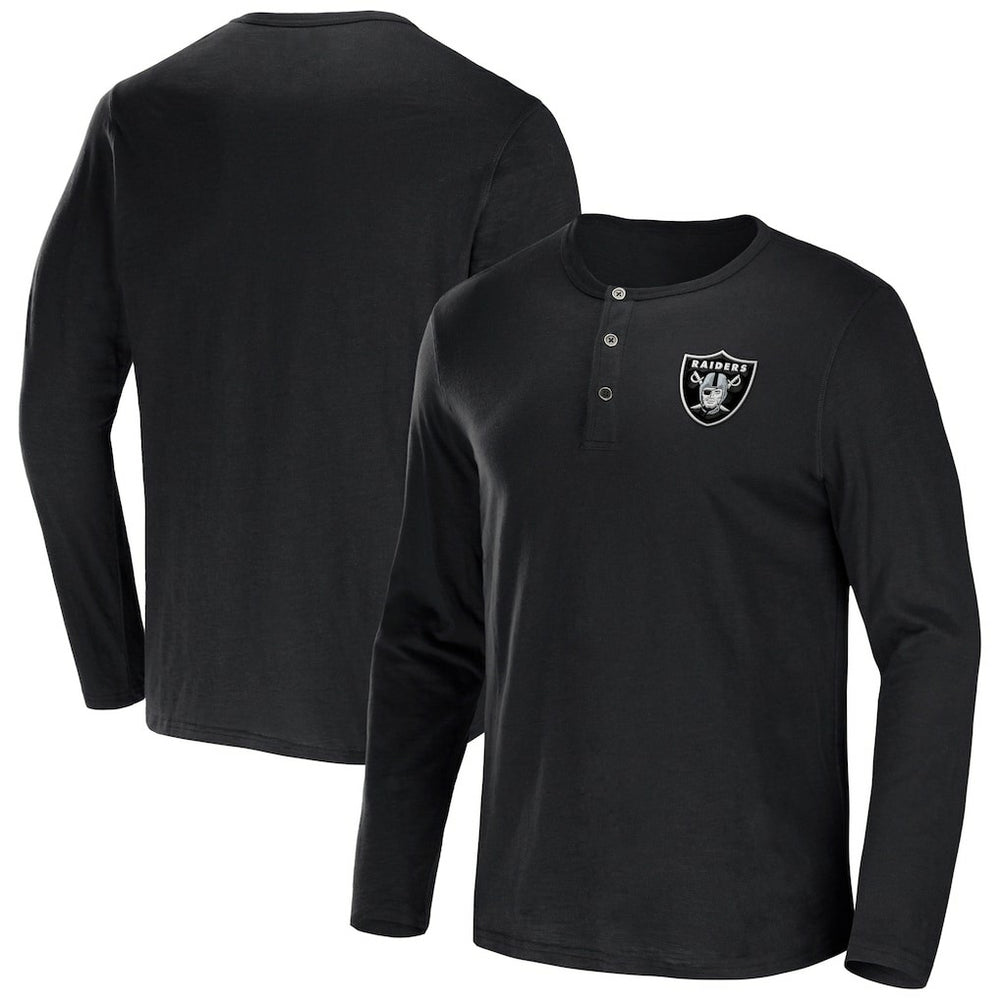 Las Vegas Raiders NFL x Darius Rucker Collection Slub Jersey Henley Long Sleeve T-Shirt - Black discount