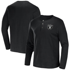 Las Vegas Raiders NFL x Darius Rucker Collection Slub Jersey Henley Long Sleeve T-Shirt - Black discount