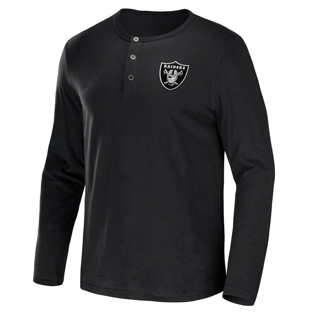 Las Vegas Raiders NFL x Darius Rucker Collection Slub Jersey Henley Long Sleeve T-Shirt - Black discount