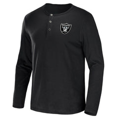 Las Vegas Raiders NFL x Darius Rucker Collection Slub Jersey Henley Long Sleeve T-Shirt - Black discount