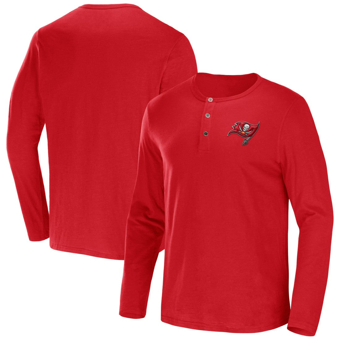 Tampa Bay Buccaneers NFL x Darius Rucker Collection Slub Jersey Henley Long Sleeve T-Shirt - Red on sale
