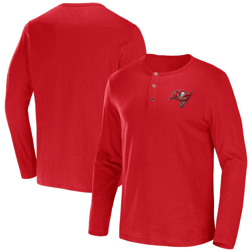 Tampa Bay Buccaneers NFL x Darius Rucker Collection Slub Jersey Henley Long Sleeve T-Shirt - Red on sale