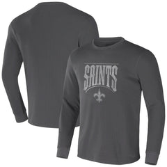 New Orleans Saints NFL x Darius Rucker Collection Long Sleeve Thermal T-Shirt - Charcoal on sale