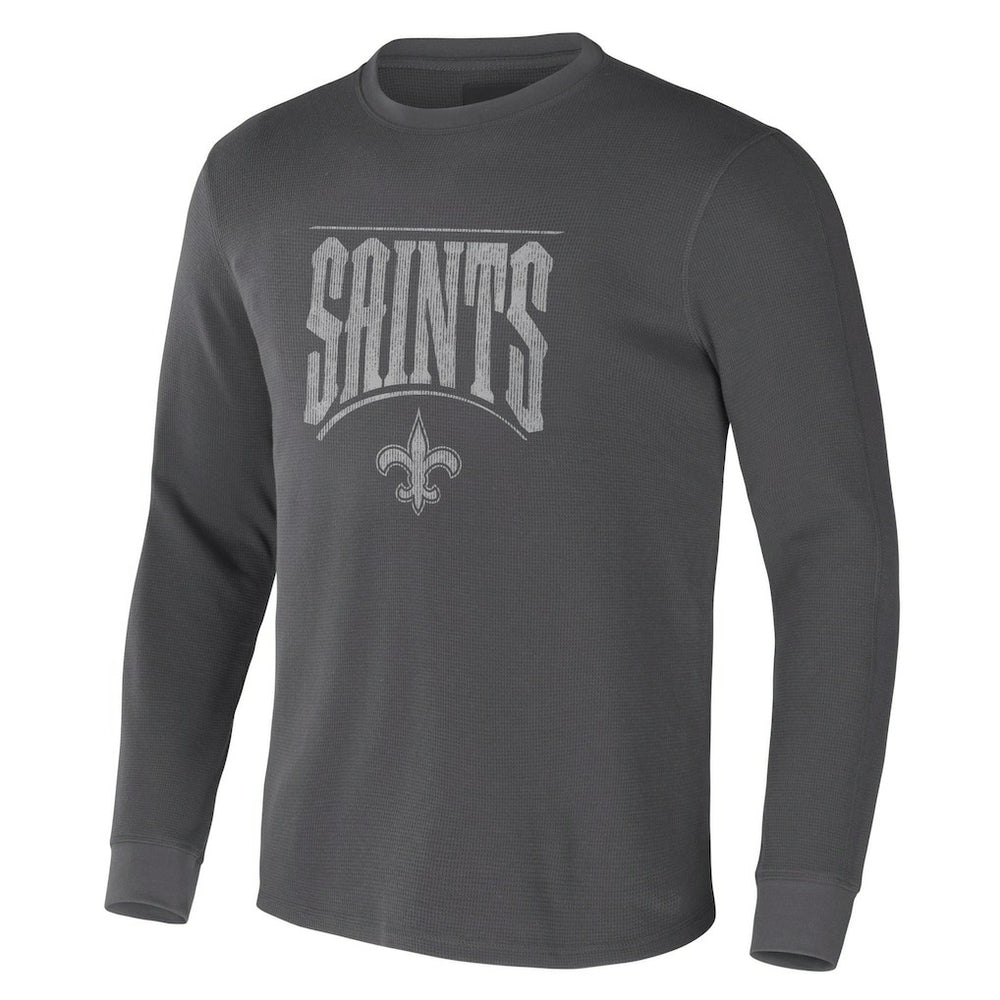 New Orleans Saints NFL x Darius Rucker Collection Long Sleeve Thermal T-Shirt - Charcoal on sale