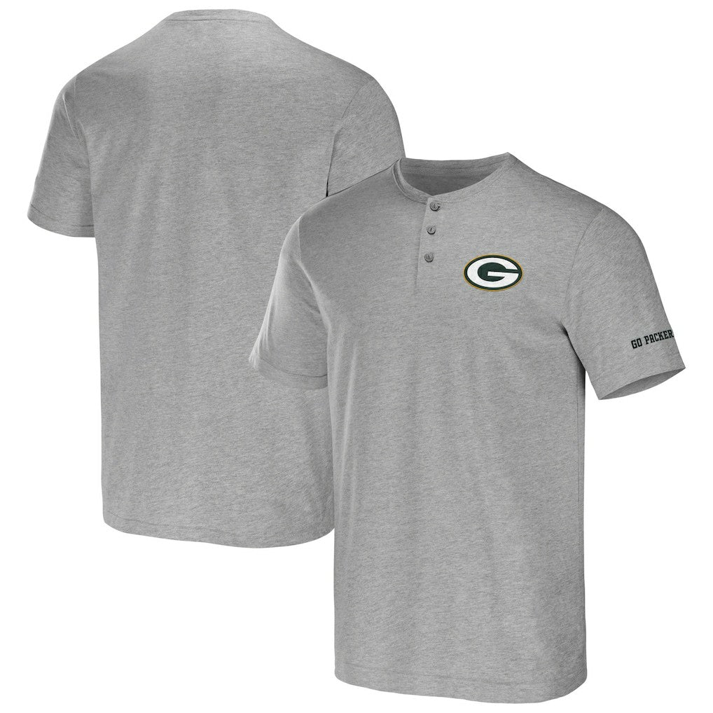 Green Bay Packers NFL x Darius Rucker Collection Henley T-Shirt - Heather Gray cheap