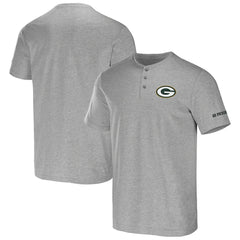 Green Bay Packers NFL x Darius Rucker Collection Henley T-Shirt - Heather Gray cheap