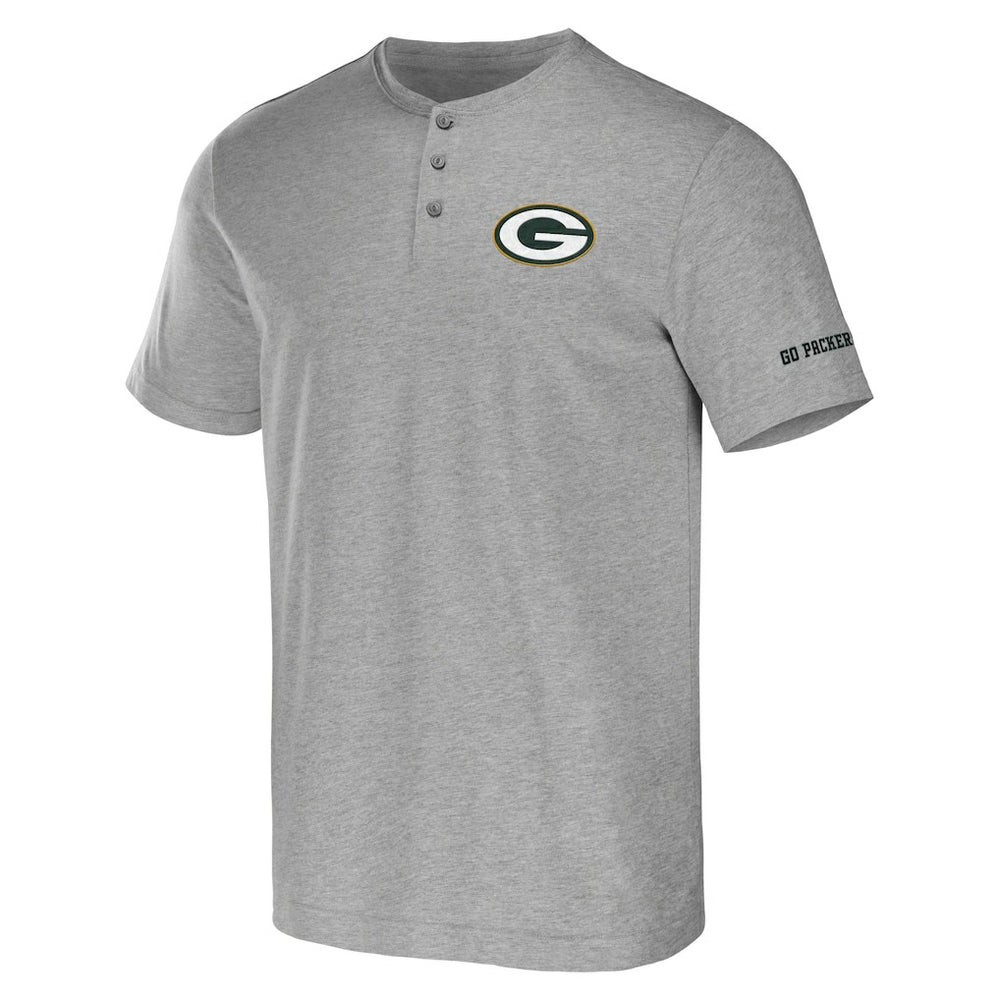 Green Bay Packers NFL x Darius Rucker Collection Henley T-Shirt - Heather Gray cheap