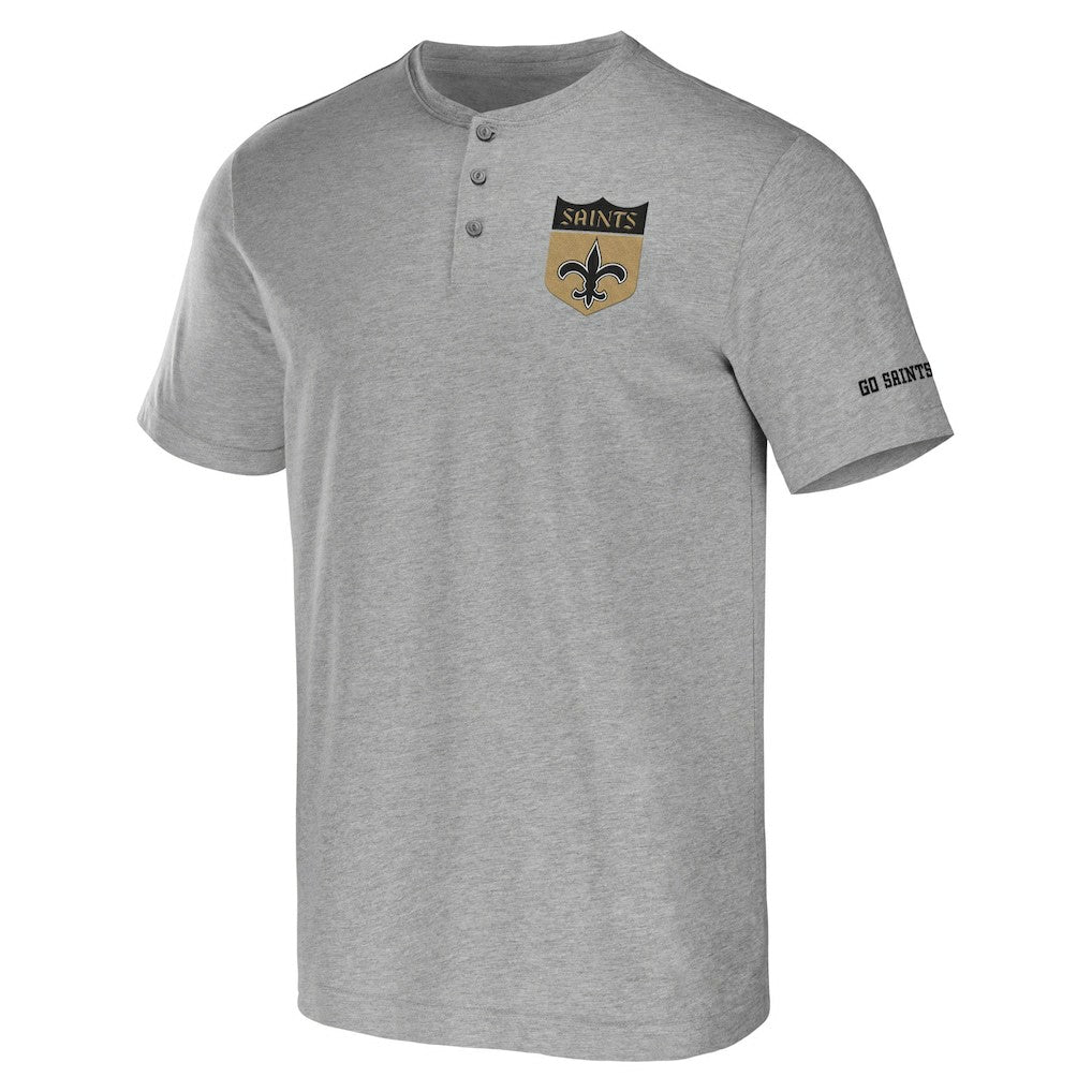 New Orleans Saints NFL x Darius Rucker Collection Henley T-Shirt - Heather Gray outlet