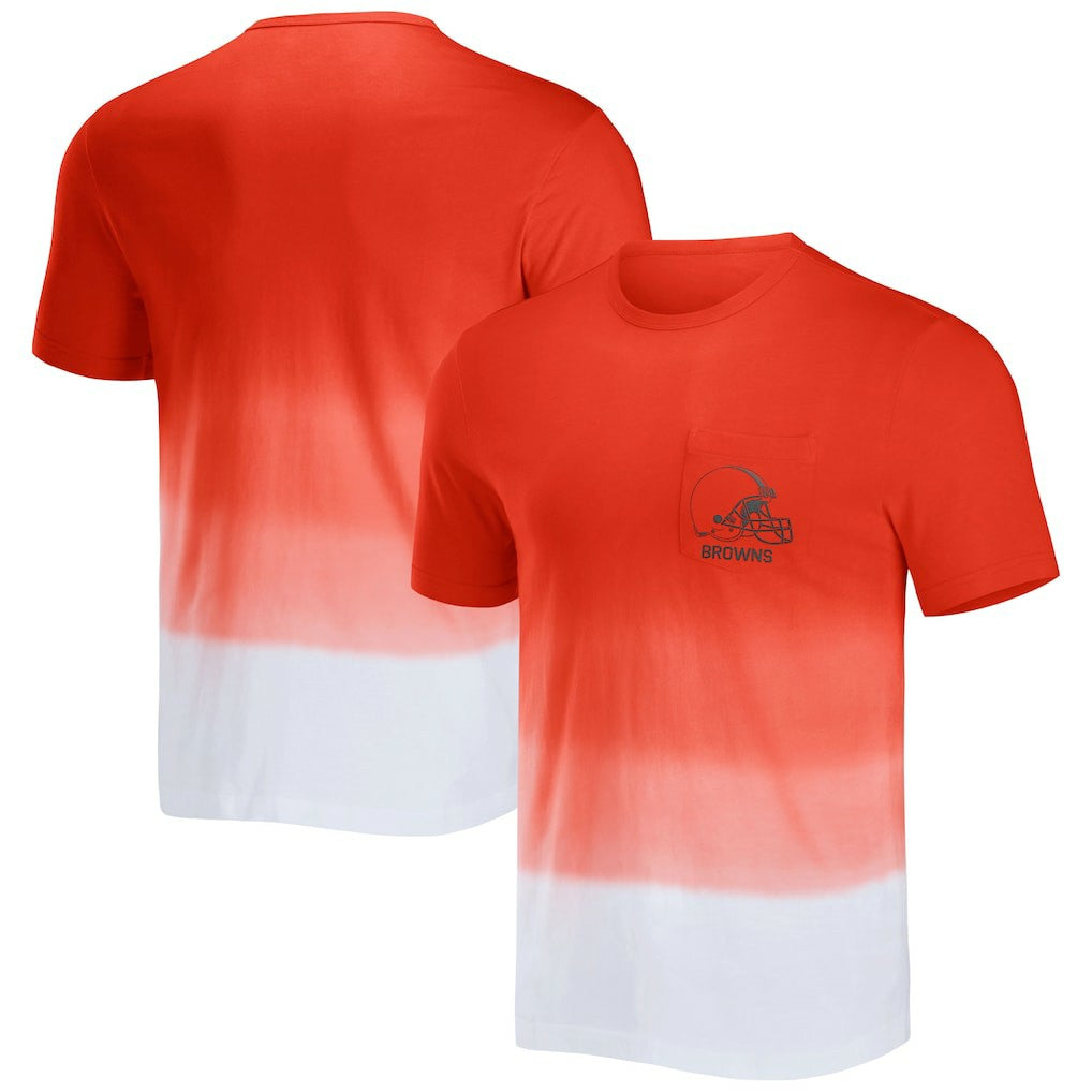 Cleveland Browns NFL x Darius Rucker Collection Dip Dye Pocket T-Shirt - Orange/White discount