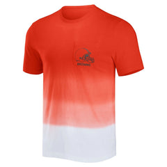 Cleveland Browns NFL x Darius Rucker Collection Dip Dye Pocket T-Shirt - Orange/White discount