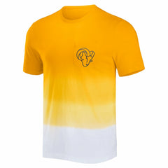 Los Angeles Rams NFL x Darius Rucker Collection Dip Dye Pocket T-Shirt - Gold/White cheap