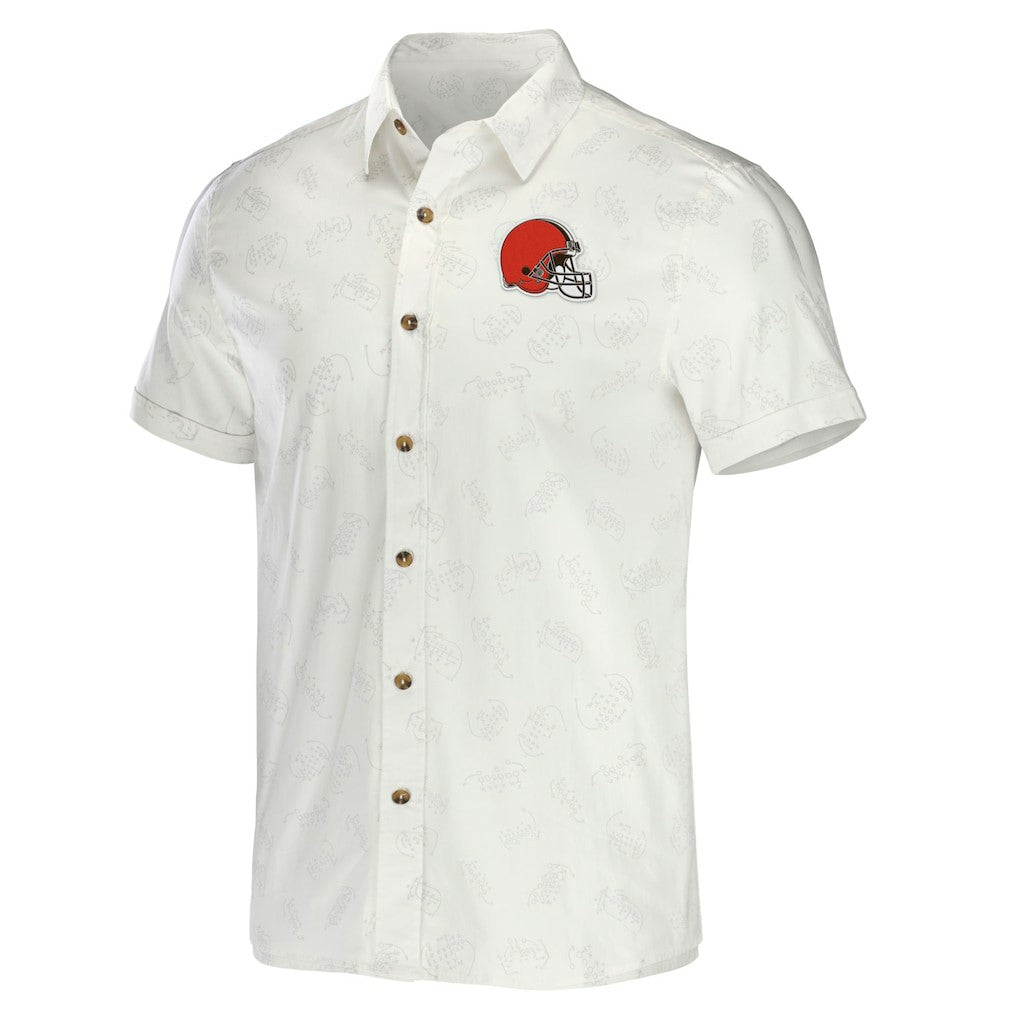 Cleveland Browns NFL x Darius Rucker Collection Woven Button-Up T-Shirt - White online