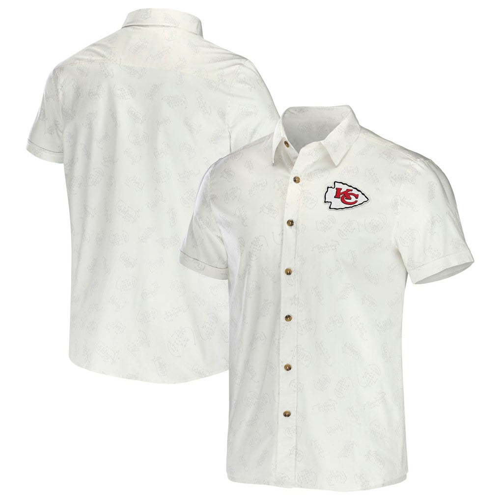 Kansas City Chiefs NFL x Darius Rucker Collection Woven Button-Up T-Shirt - White on sale
