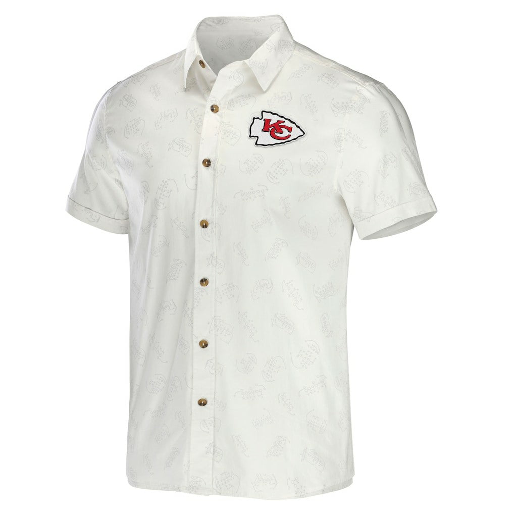 Kansas City Chiefs NFL x Darius Rucker Collection Woven Button-Up T-Shirt - White on sale