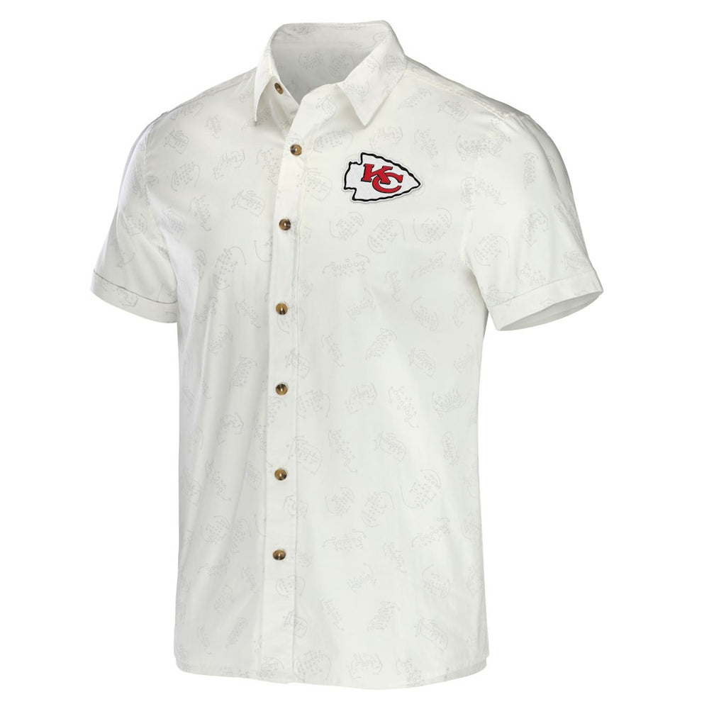 Kansas City Chiefs NFL x Darius Rucker Collection Woven Button-Up T-Shirt - White on sale