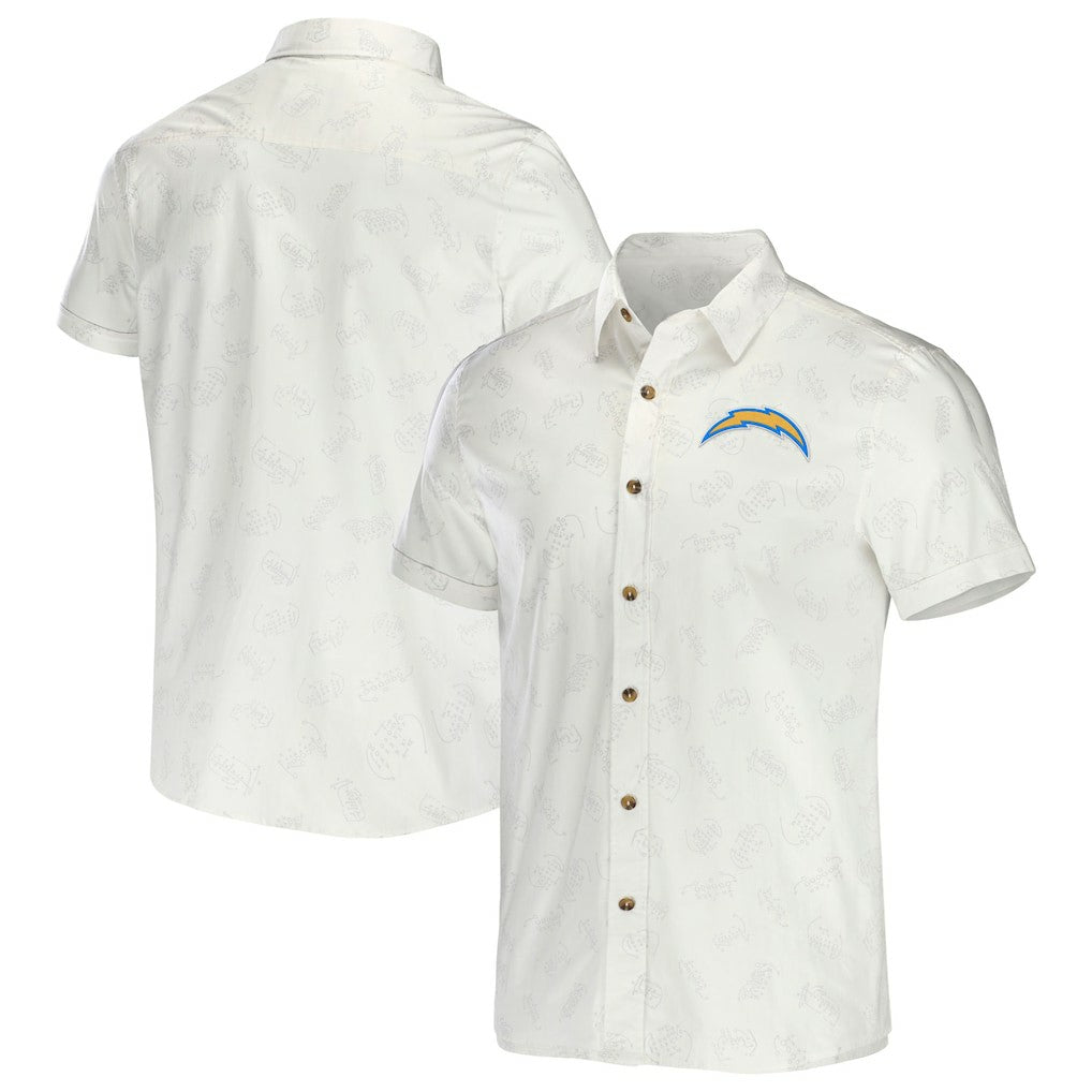 Los Angeles Chargers NFL x Darius Rucker Collection Woven Button-Up T-Shirt - White cheap