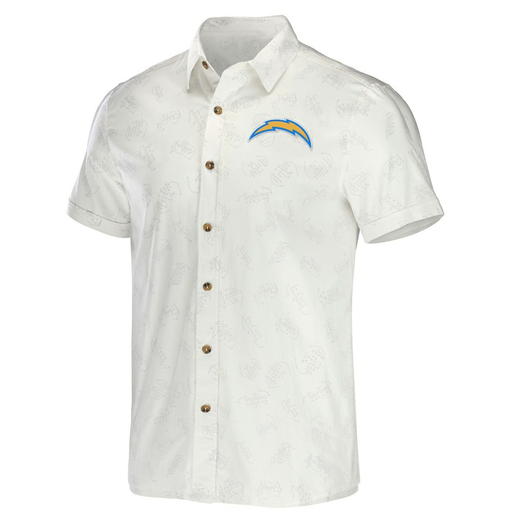Los Angeles Chargers NFL x Darius Rucker Collection Woven Button-Up T-Shirt - White cheap