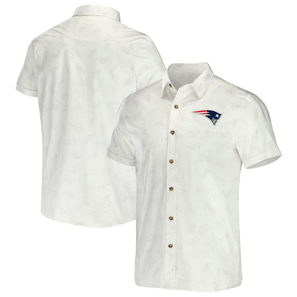 New England Patriots NFL x Darius Rucker Collection Woven Button-Up T-Shirt - White on sale