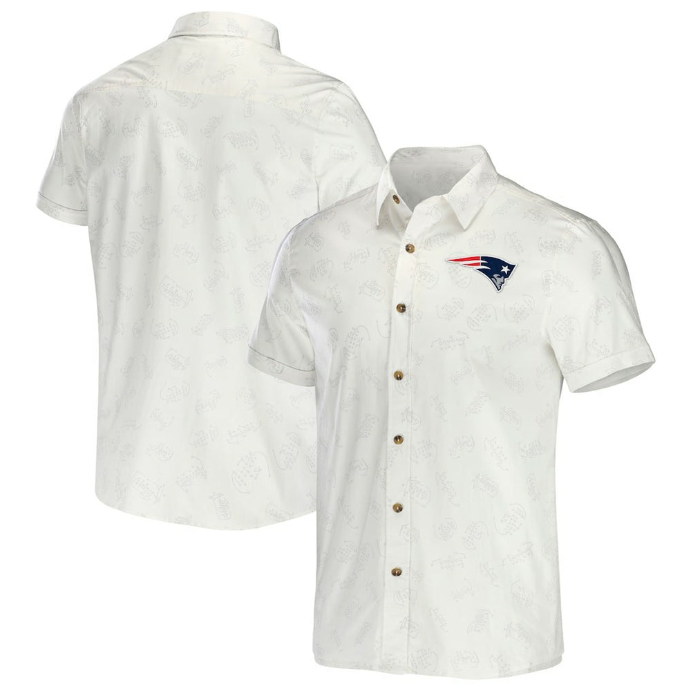 New England Patriots NFL x Darius Rucker Collection Woven Button-Up T-Shirt - White on sale