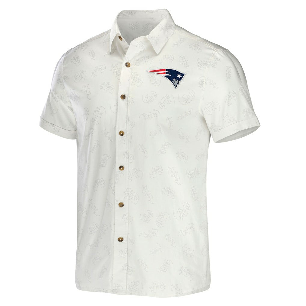 New England Patriots NFL x Darius Rucker Collection Woven Button-Up T-Shirt - White on sale