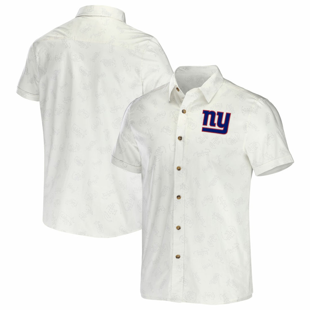 New York Giants NFL x Darius Rucker Collection Woven Button-Up T-Shirt - White on sale
