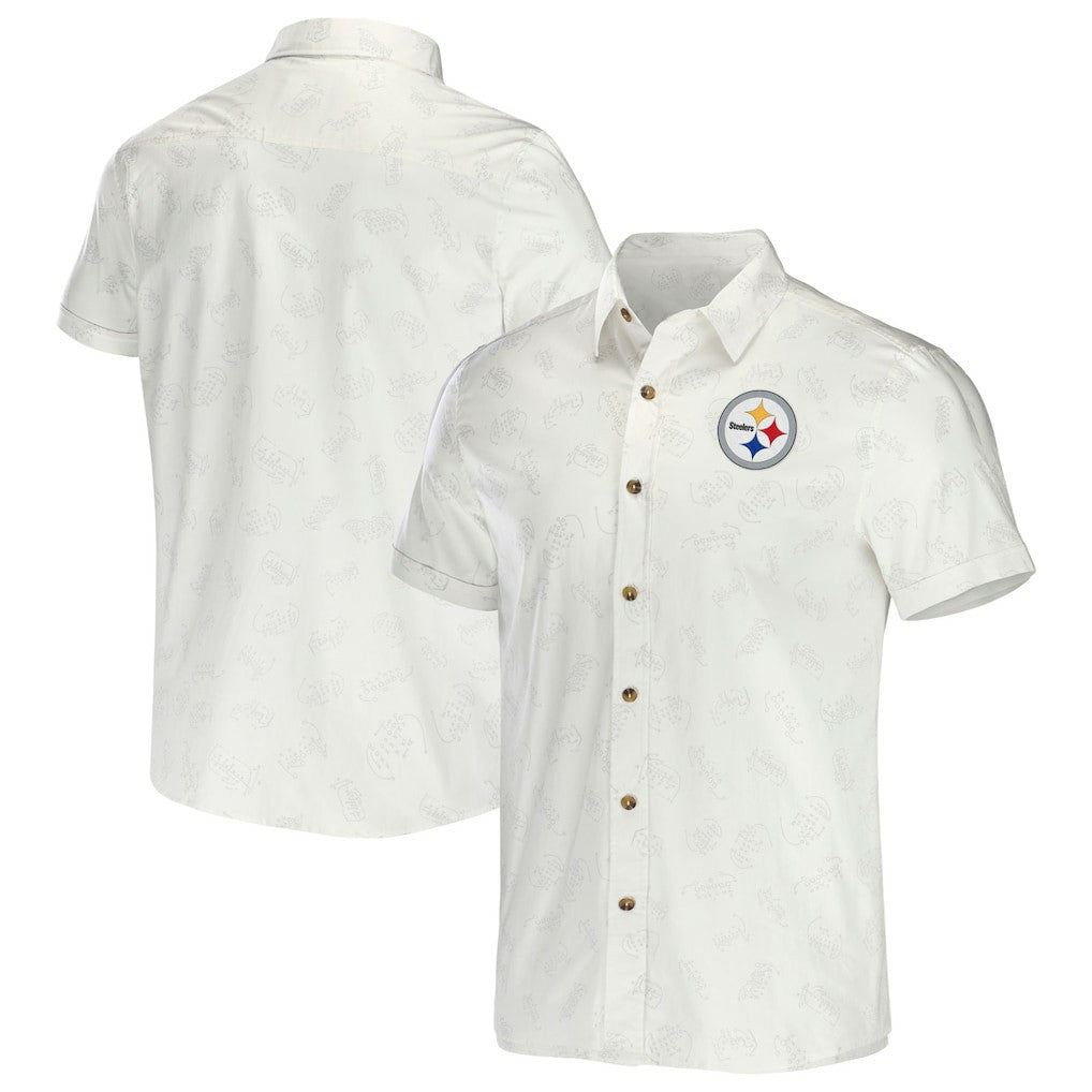 Pittsburgh Steelers NFL x Darius Rucker Collection Woven Button-Up T-Shirt - White cheap