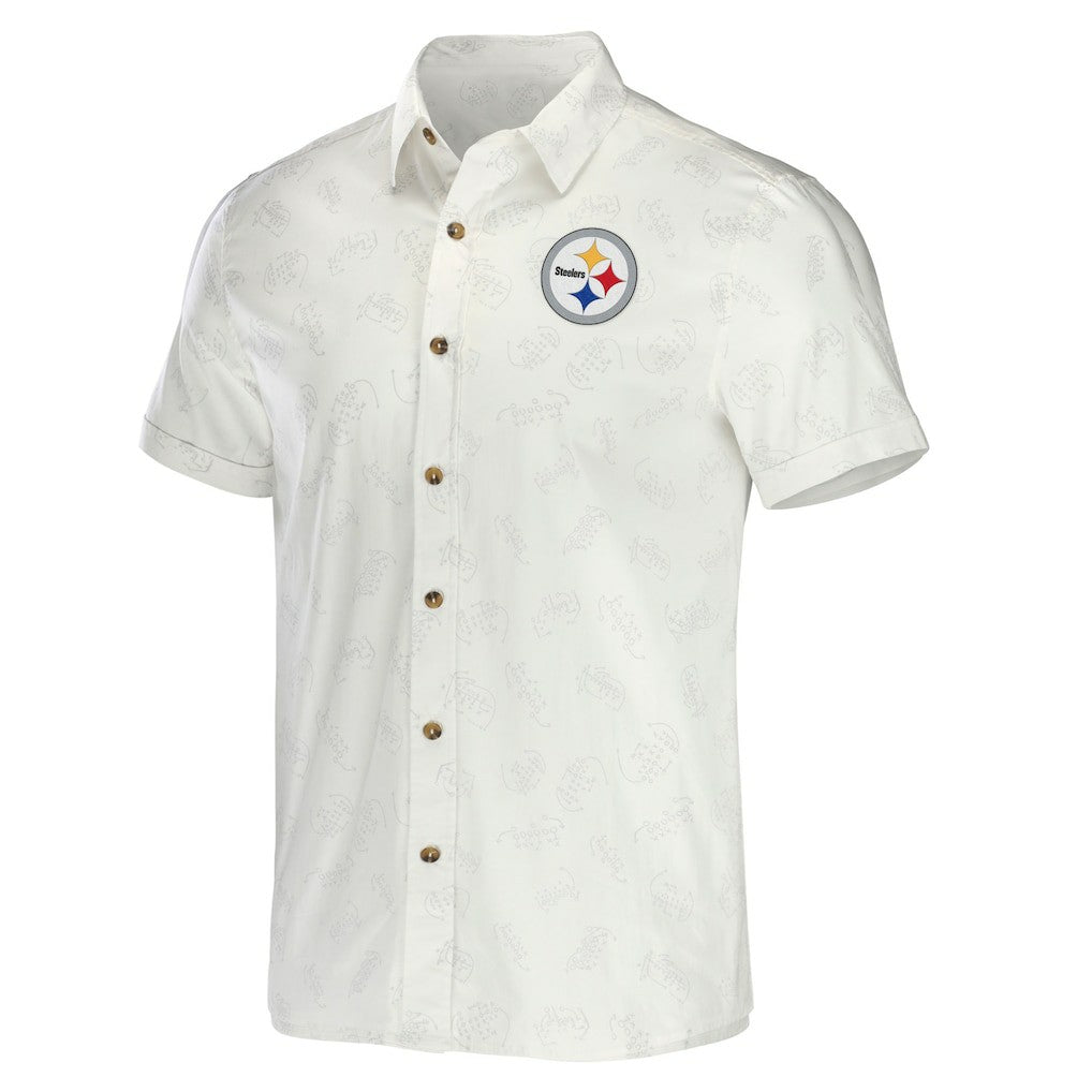 Pittsburgh Steelers NFL x Darius Rucker Collection Woven Button-Up T-Shirt - White cheap