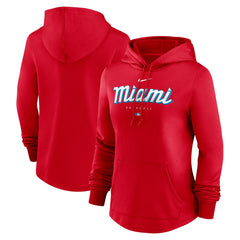 Miami Marlins Women's City Connect Pregame Performance Pullover Hoodie - Red | Nike