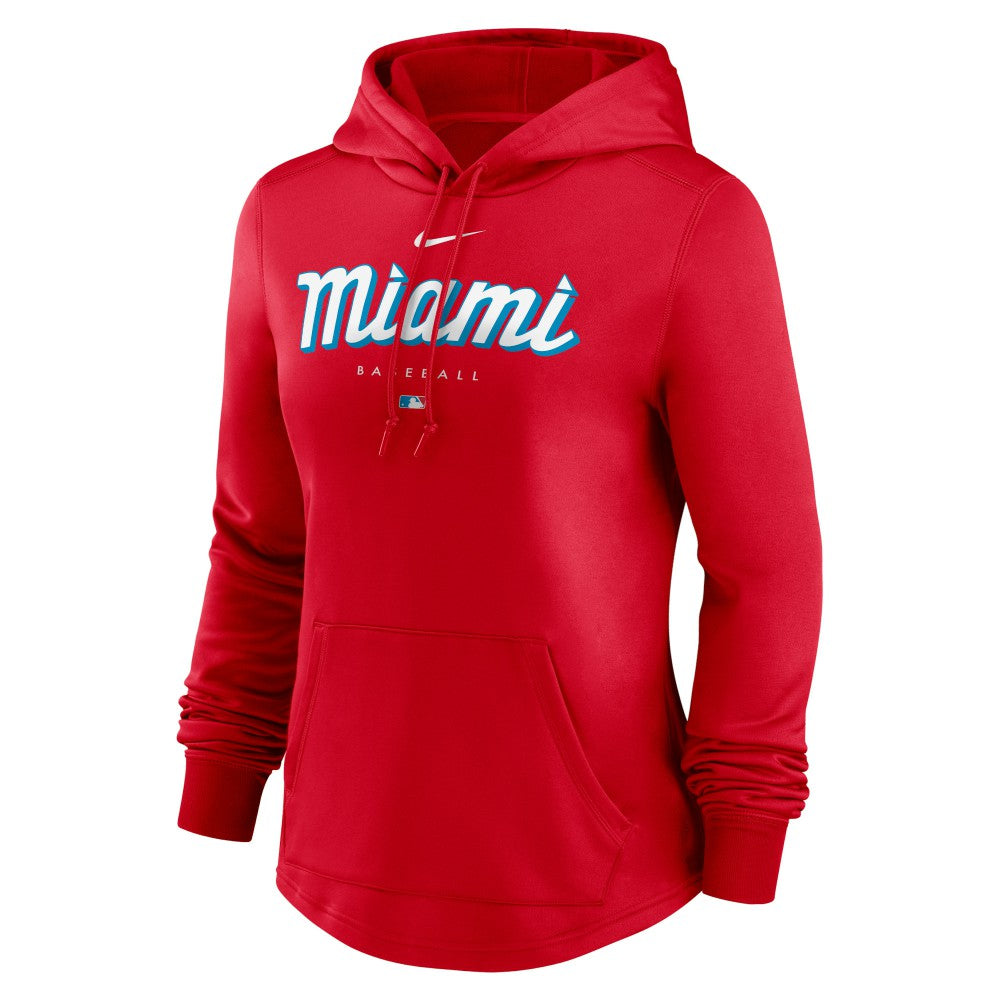 Miami Marlins Women's City Connect Pregame Performance Pullover Hoodie - Red | Nike
