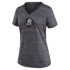 Baltimore Orioles Women's City Connect Velocity Practice Performance V-Neck T-Shirt - Black | Nike