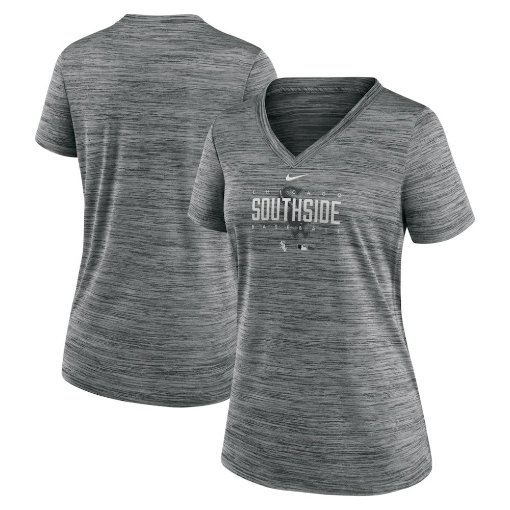 Chicago White Sox Women's City Connect Velocity Practice Performance V-Neck T-Shirt - Gray | Nike