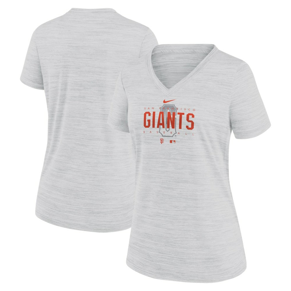 San Francisco Giants Women's City Connect Velocity Practice Performance V-Neck T-Shirt - White | Nike