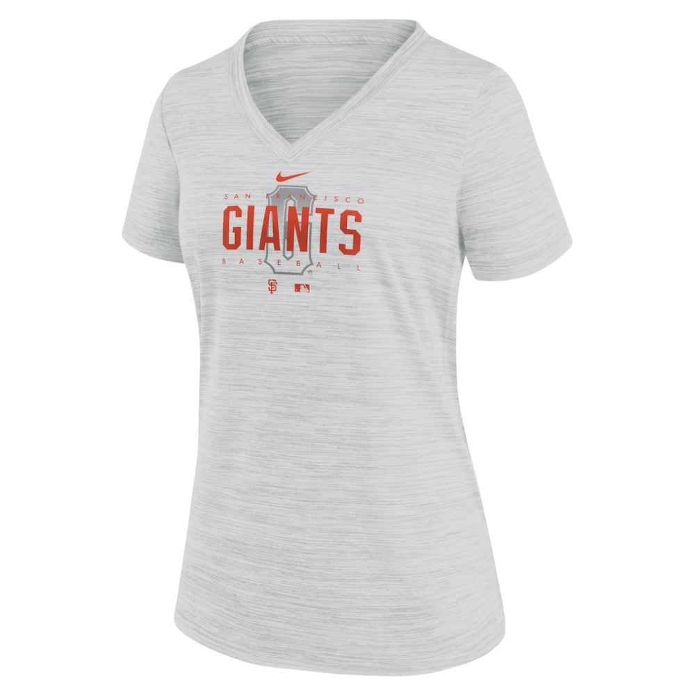 San Francisco Giants Women's City Connect Velocity Practice Performance V-Neck T-Shirt - White | Nike