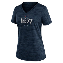 Chicago Cubs Women's City Connect Velocity Practice Performance V-Neck T-Shirt - Navy | Nike
