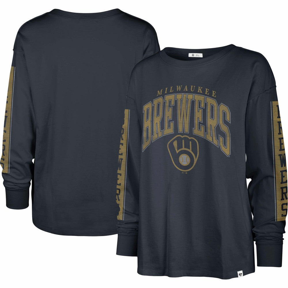 Milwaukee Brewers Women's Statement Long Sleeve T-Shirt - Navy | 47 brand