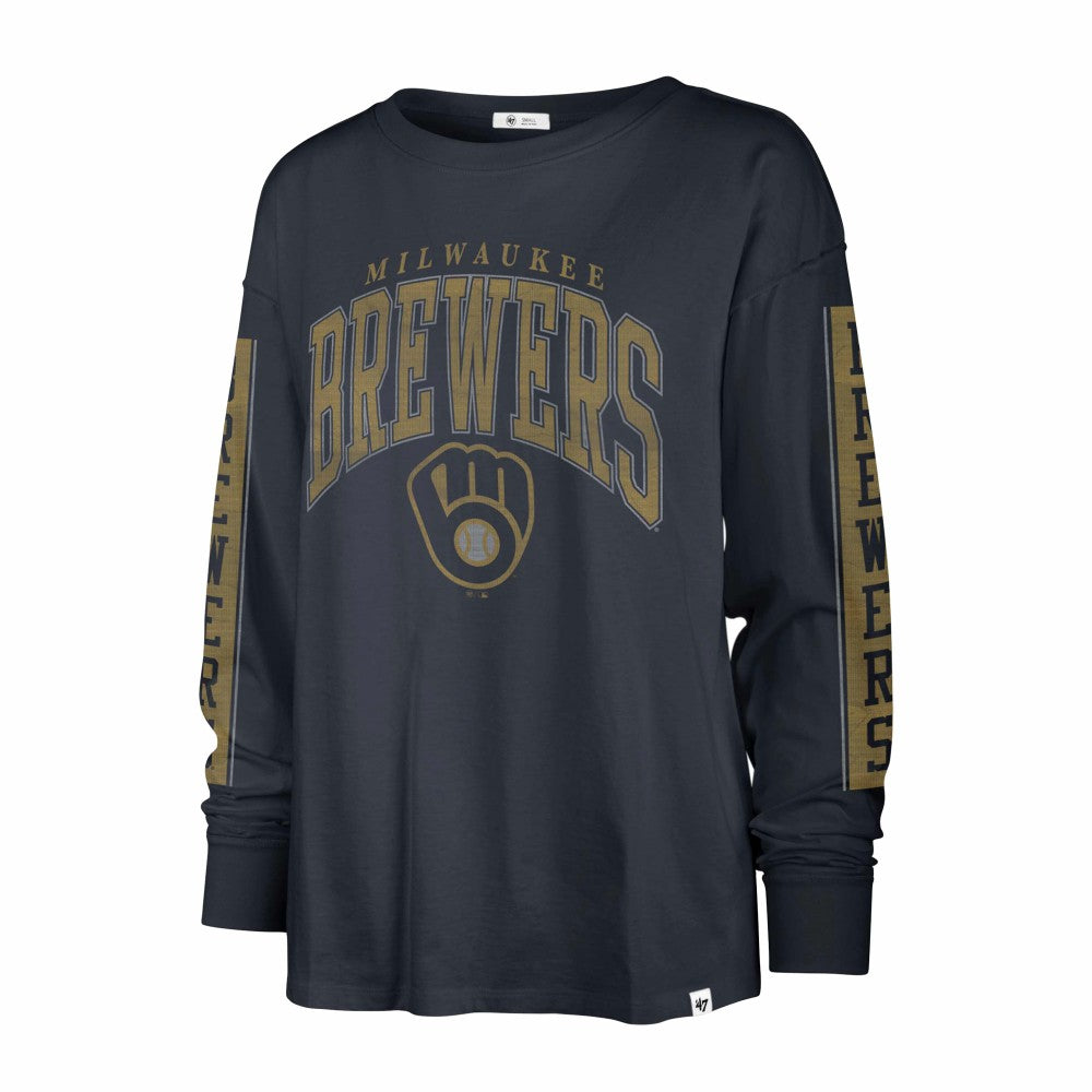 Milwaukee Brewers Women's Statement Long Sleeve T-Shirt - Navy | 47 brand