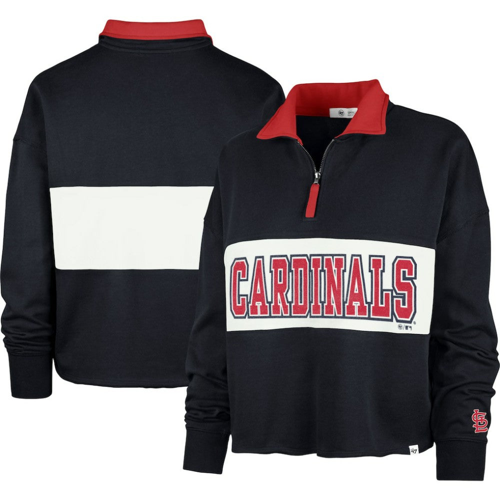 St. Louis Cardinals Women's Remi Quarter-Zip Cropped Top - Navy | 47 brand