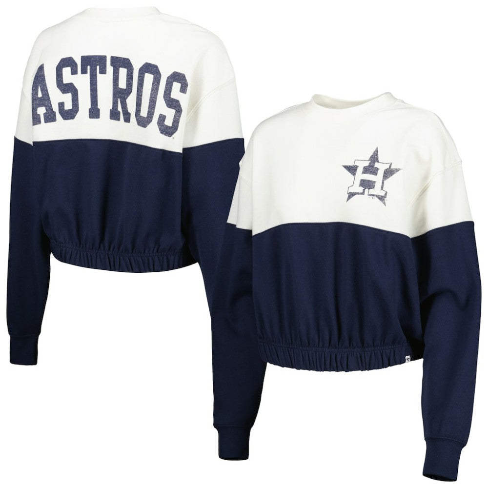 Houston Astros Women's Take Two Bonita Pullover Sweatshirt - White/Navy | 47 brand