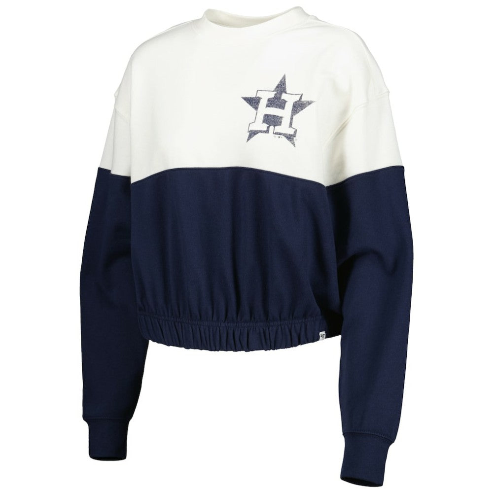 Houston Astros Women's Take Two Bonita Pullover Sweatshirt - White/Navy | 47 brand