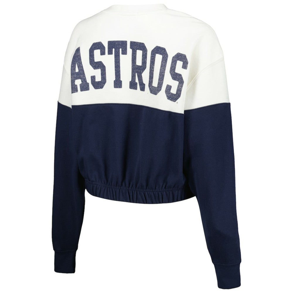 Houston Astros Women's Take Two Bonita Pullover Sweatshirt - White/Navy | 47 brand