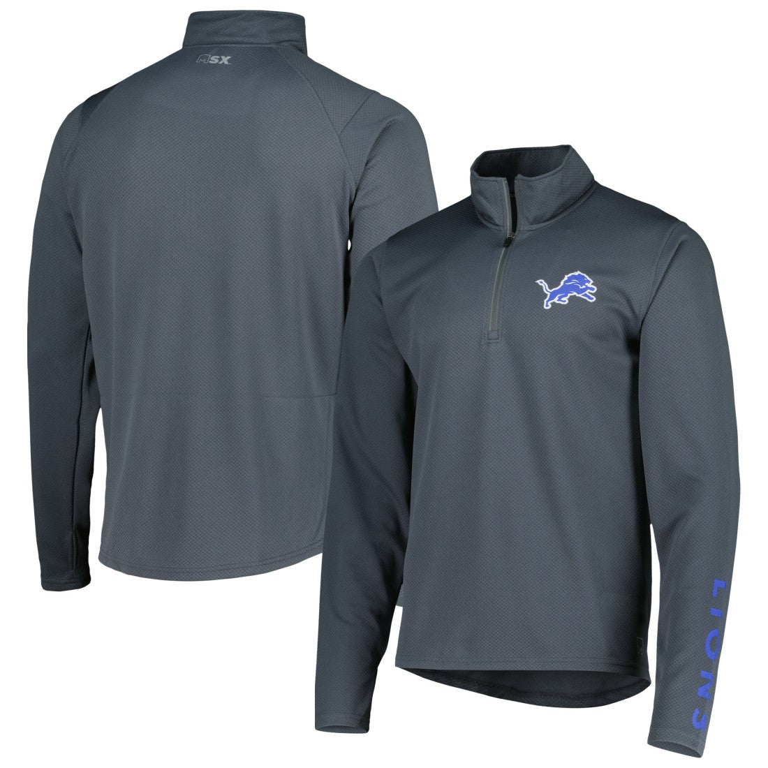 Detroit Lions MSX by Michael Strahan Half-Zip Pullover - Charcoal sale
