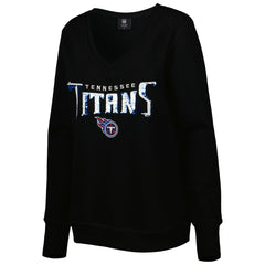 Tennessee Titans Cuce Women's Sequin Logo V-Neck Pullover Sweatshirt - Black discount