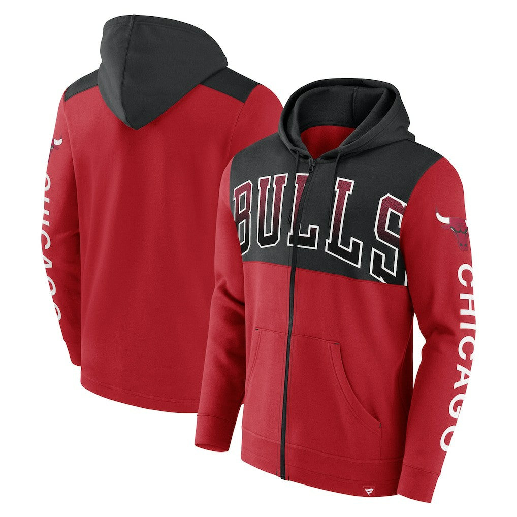 Chicago Bulls Skyhook Colorblock Full-Zip Hoodie - Red/Black | Fanatics cheap