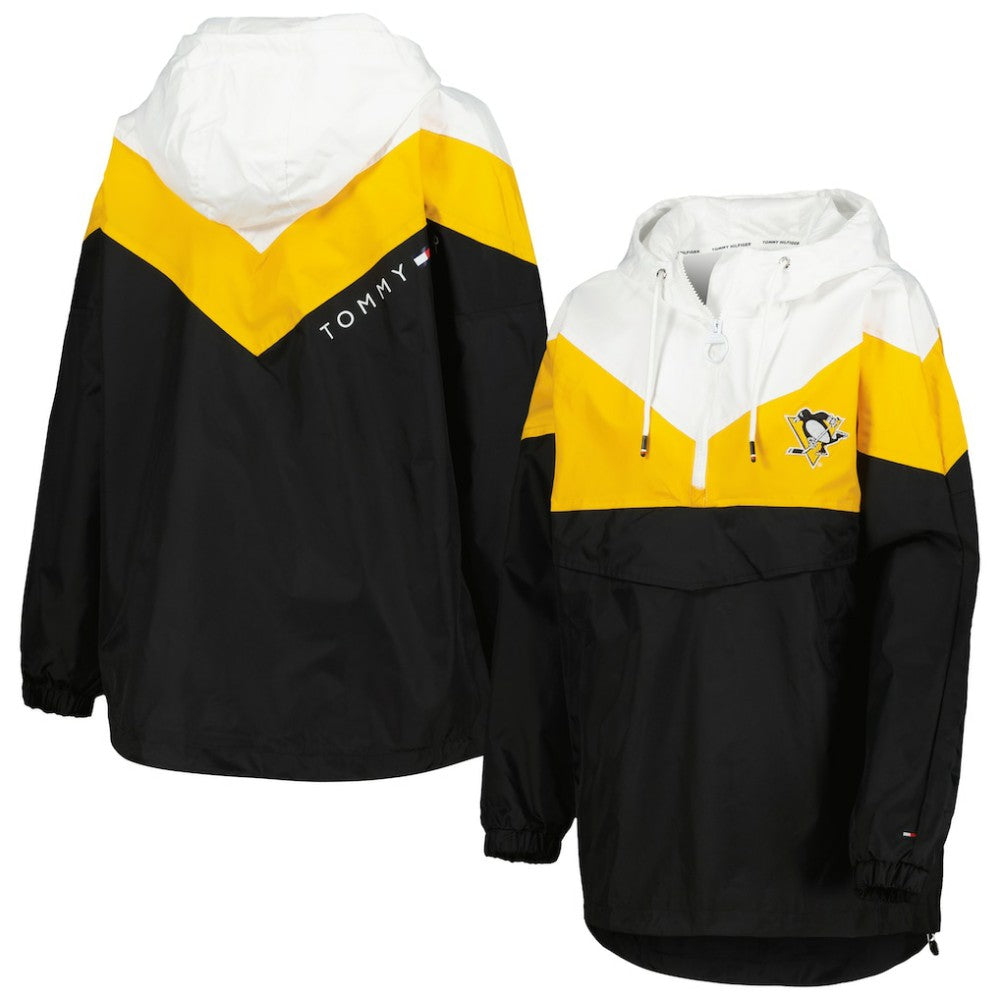 Pittsburgh Penguins Tommy Hilfiger Women's Staci Half-Zip Windbreaker Jacket Black/Gold